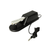A black electric guitar foot pedal with a silver metal lever and a coiled black power cable ending in a 1/4-inch jack plug, shown on a plain white background.