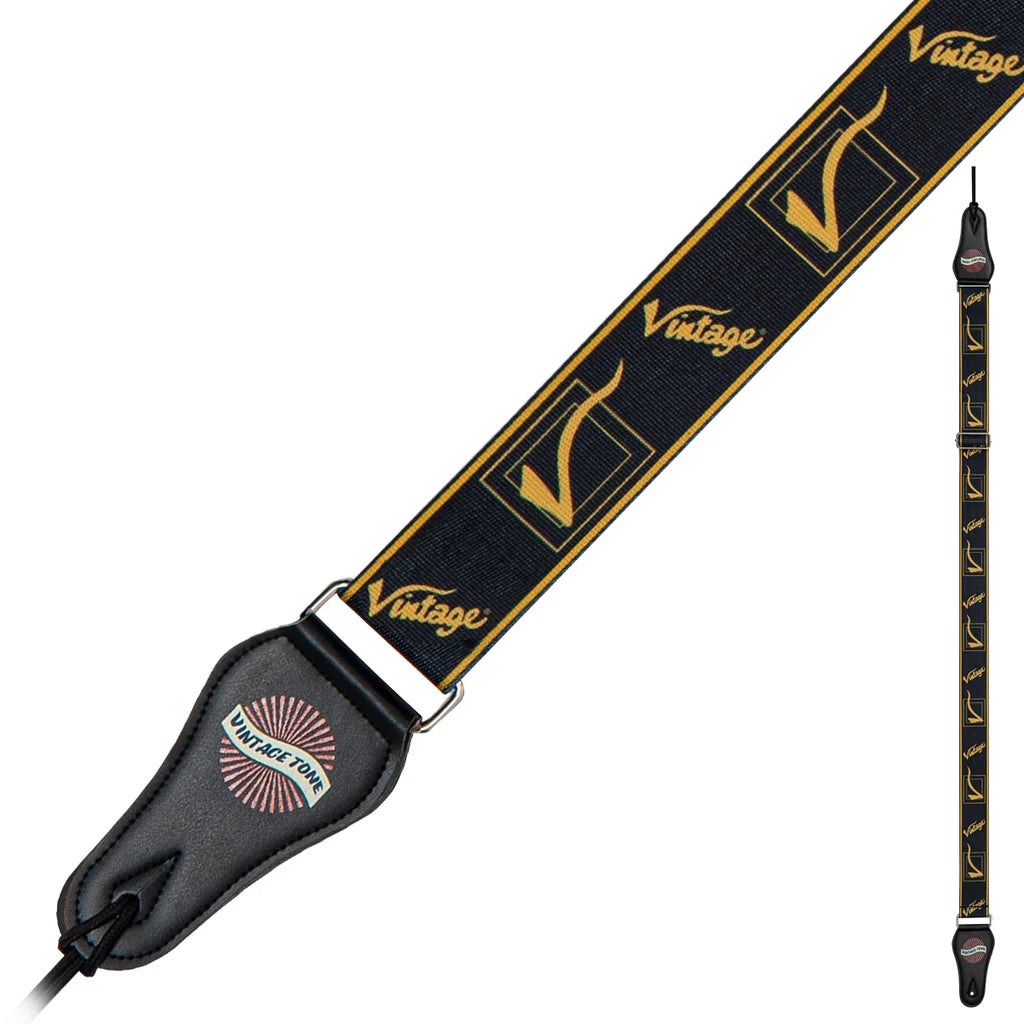 Vintage Guitar Strap Black/Yellow. VGS02
