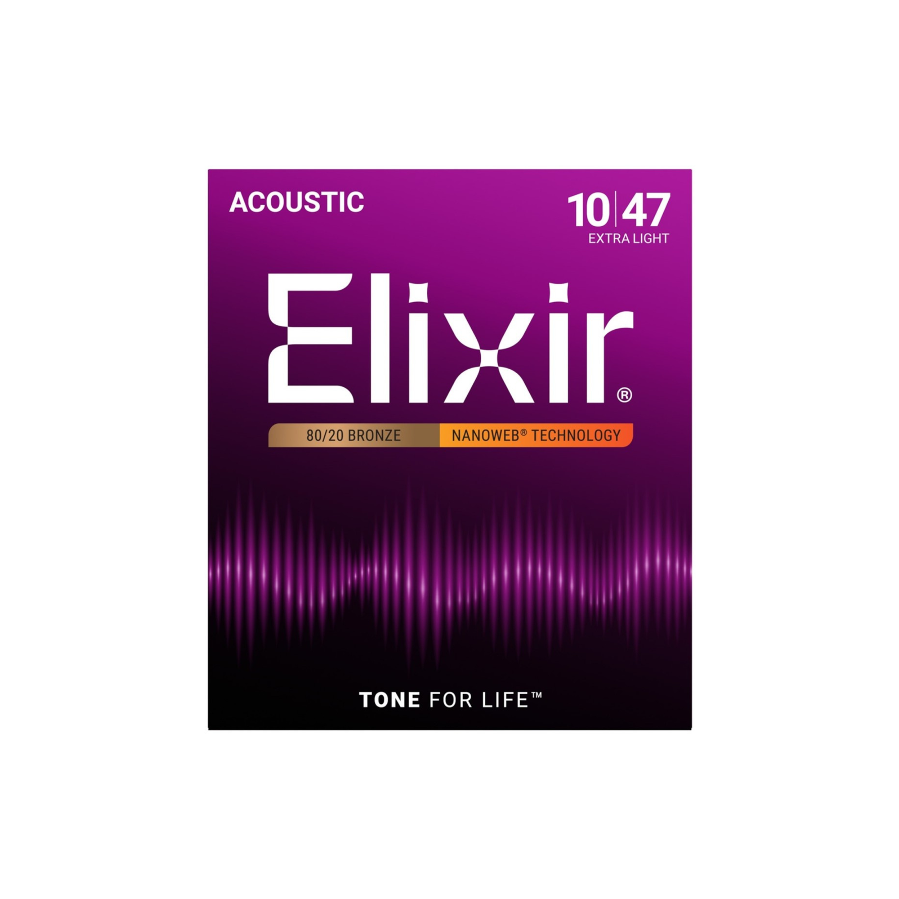 Elixir Acoustic 80/20 Bronze Nanoweb, Extra Light 10-47
