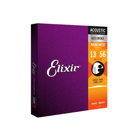 Elixir Acoustic 80/20 Bronze Nanoweb, Medium 13-56